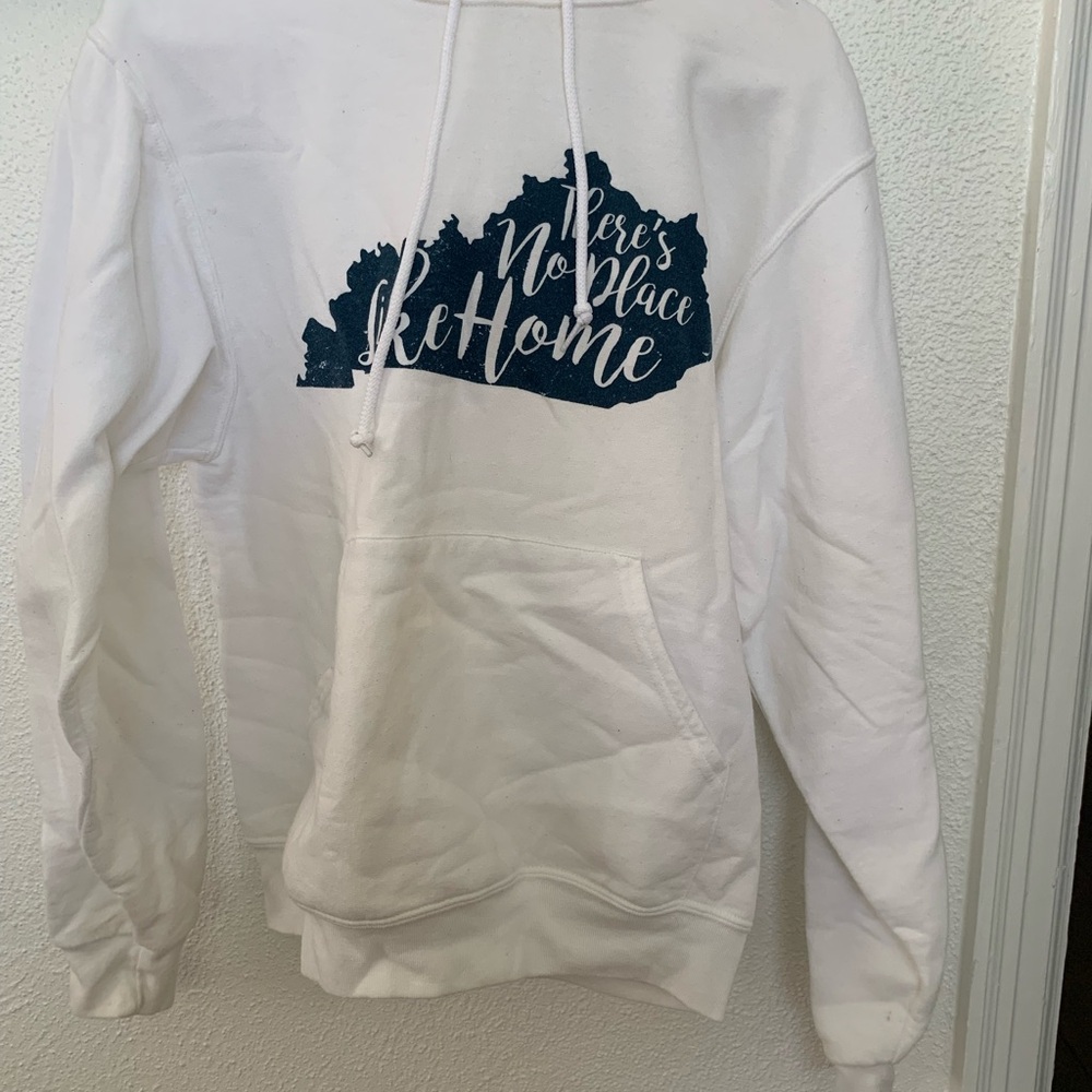Kentucky White NuBlend Hoodie with Blue Logo
